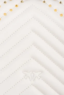 Sacs À Bandoulière|PINKO Classic Love Bag Click Chevron Studs Blanc+Blanc-Or Antique