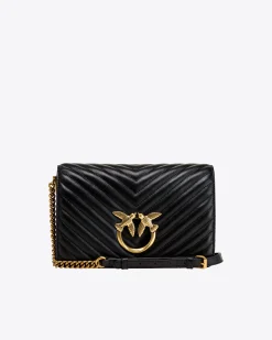 Sacs À Bandoulière|PINKO Classic Love Bag Click Chevron Noir-Vieil Or
