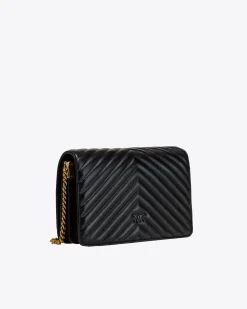 Sacs À Bandoulière|PINKO Classic Love Bag Click Chevron Noir-Vieil Or