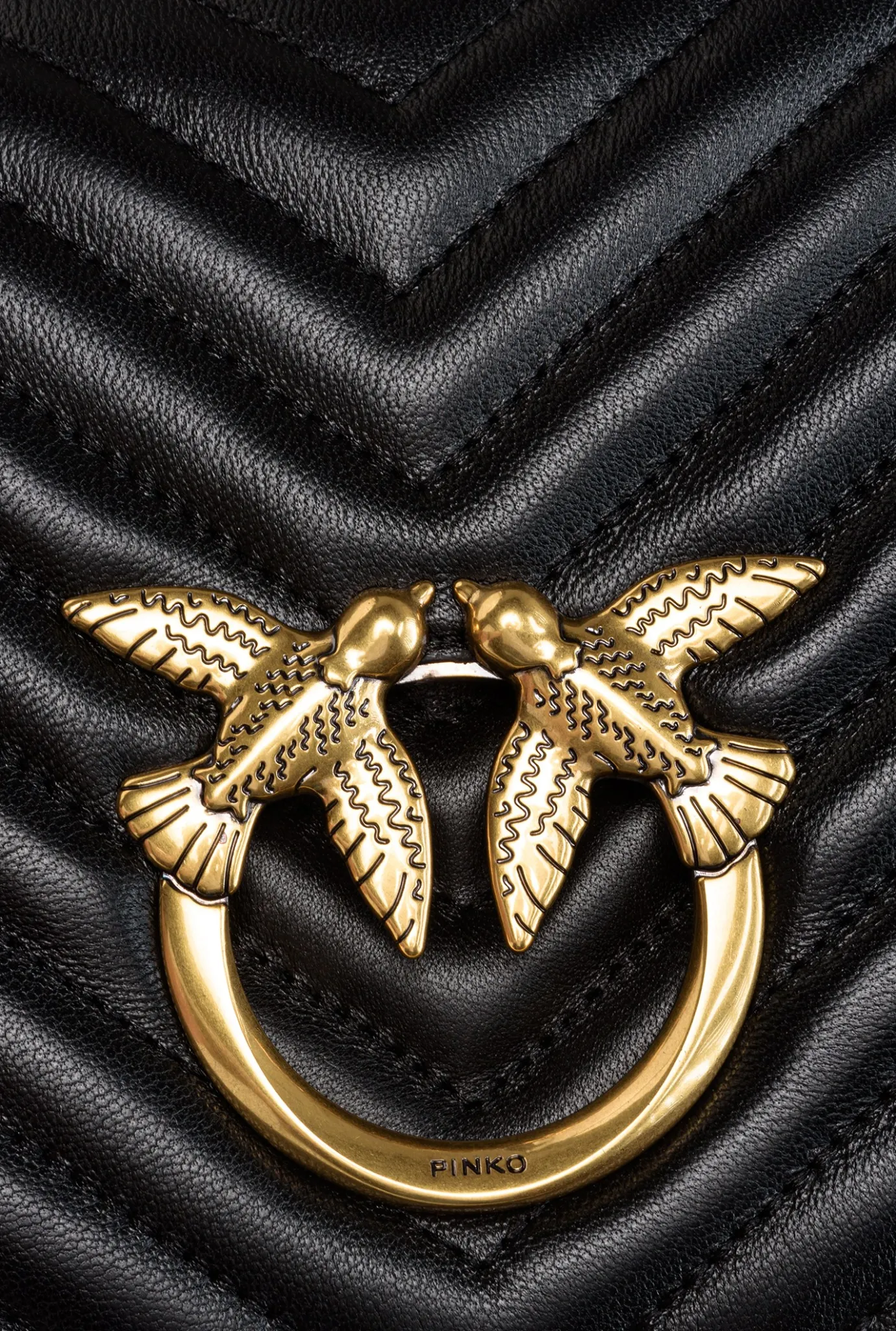 Sacs À Bandoulière|PINKO Classic Love Bag Click Chevron Noir-Vieil Or