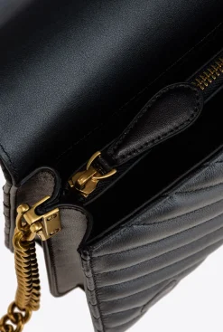 Sacs À Bandoulière|PINKO Classic Love Bag Click Chevron Noir-Vieil Or
