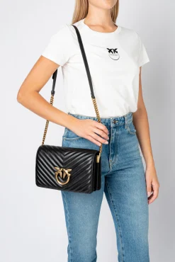 Sacs À Bandoulière|PINKO Classic Love Bag Click Chevron Noir-Vieil Or