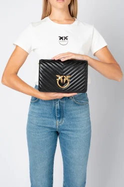 Sacs À Bandoulière|PINKO Classic Love Bag Click Chevron Noir-Vieil Or