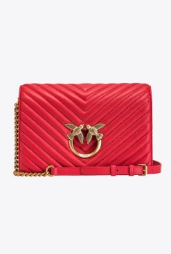 Sacs À Bandoulière|PINKO Classic Love Bag Click V Quilt Rouge-Or Antique