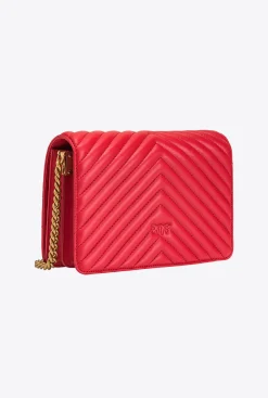 Sacs À Bandoulière|PINKO Classic Love Bag Click V Quilt Rouge-Or Antique