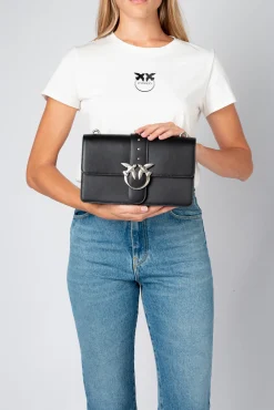 Sacs À Bandoulière|PINKO Classic Love Bag Icon A Bandoulière Jewel Noir-Vieil Argent
