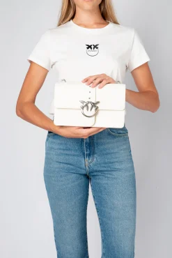 Sacs À Bandoulière|PINKO Classic Love Bag Icon A Bandoulière Jewel Blanc+Blanc-Vieil Argent