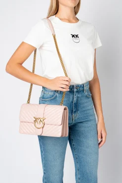 Sacs À Bandoulière|PINKO Classic Love Bag Icon Chevron Rose/Rose Poudre-Or Antique