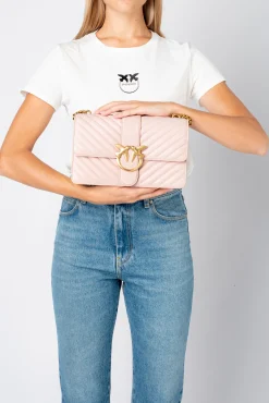 Sacs À Bandoulière|PINKO Classic Love Bag Icon Chevron Rose/Rose Poudre-Or Antique