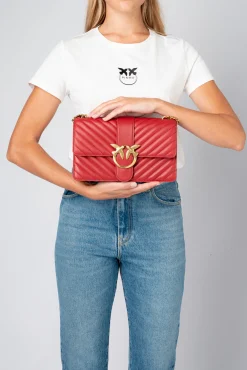 Sacs À Bandoulière|PINKO Classic Love Bag Icon Chevron Rouge Rubis-Or Antique