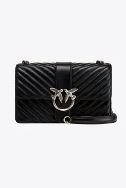 Sacs À Bandoulière|PINKO Classic Love Bag Icon Chevron Noir-Vieil Argent