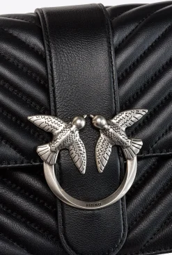 Sacs À Bandoulière|PINKO Classic Love Bag Icon Chevron Noir-Vieil Argent