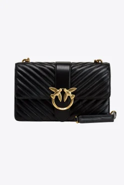 Sacs À Bandoulière|PINKO Classic Love Bag Icon Chevron Noir-Vieil Or