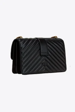 Sacs À Bandoulière|PINKO Classic Love Bag Icon Chevron Noir-Vieil Or
