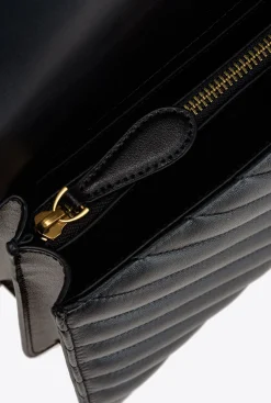Sacs À Bandoulière|PINKO Classic Love Bag Icon Chevron Noir-Vieil Or