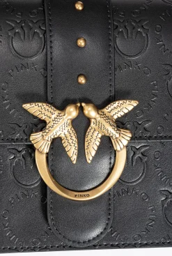 Sacs À Bandoulière|PINKO Classic Love Bag Icon New Monogram Noir-Vieil Or