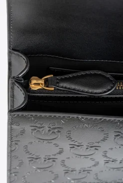 Sacs À Bandoulière|PINKO Classic Love Bag Icon New Monogram Noir-Vieil Or