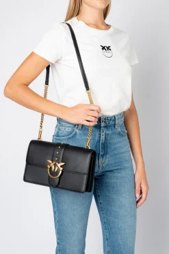 Sacs À Bandoulière|PINKO Classic Love Bag Icon Simply Noir-Vieil Or