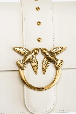 Sacs À Bandoulière|PINKO Classic Love Bag Icon Simply Blanc+Blanc-Or Antique