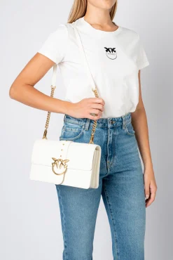 Sacs À Bandoulière|PINKO Classic Love Bag Icon Simply Blanc+Blanc-Or Antique