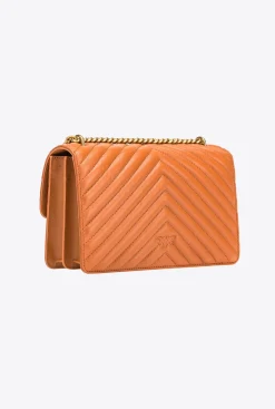 Sacs Portés Épaule|PINKO Classic Love Bag One Chevron Cognac-Or Antique