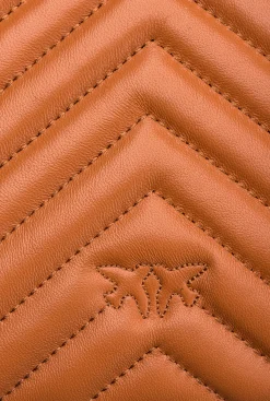 Sacs Portés Épaule|PINKO Classic Love Bag One Chevron Cognac-Or Antique