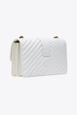 Sacs À Bandoulière|PINKO Classic Love Bag One Chevron Blanc+Blanc-Or Antique