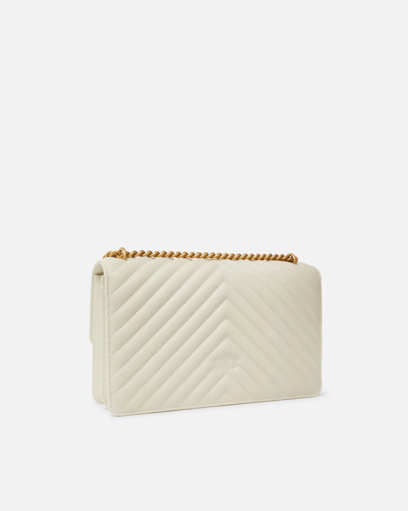 Sacs Portés Épaule|PINKO Classic Love Bag One Chevron Blanc+Blanc-Or Antique