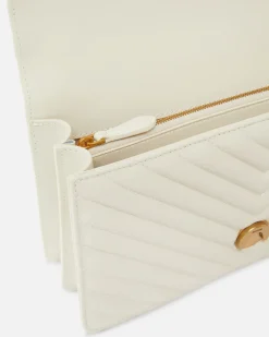 Sacs Portés Épaule|PINKO Classic Love Bag One Chevron Blanc+Blanc-Or Antique