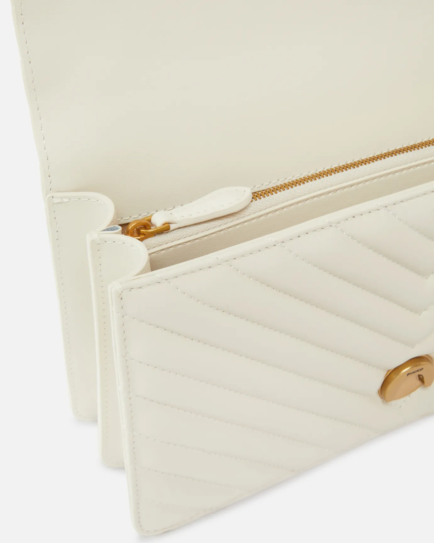 Sacs Portés Épaule|PINKO Classic Love Bag One Chevron Blanc+Blanc-Or Antique