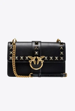 Sacs À Bandoulière|PINKO Classic Love Bag One Painted Studs Noir-Vieil Or