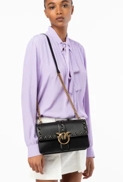 Sacs À Bandoulière|PINKO Classic Love Bag One Painted Studs Noir-Vieil Or