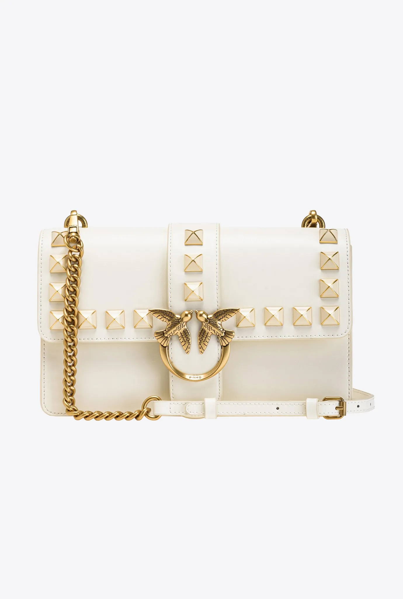 Sacs De Soirée|PINKO Classic Love Bag One Painted Studs Blanc+Blanc-Or Antique