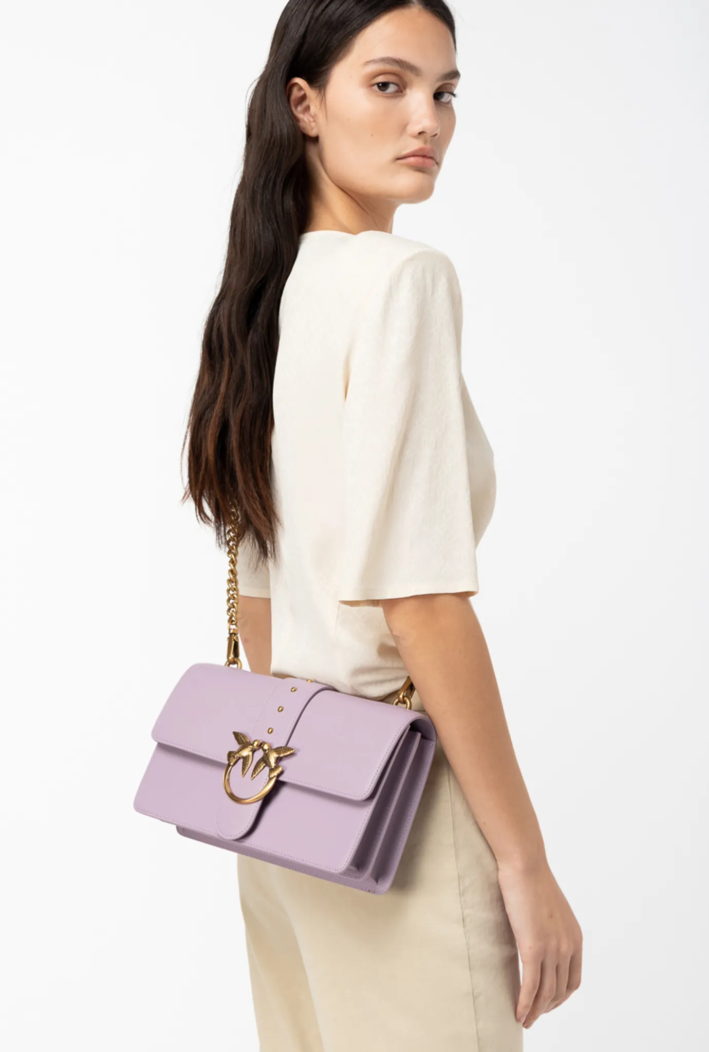 Sacs À Bandoulière|PINKO Classic Love Bag One Simply Iris-Or Antique