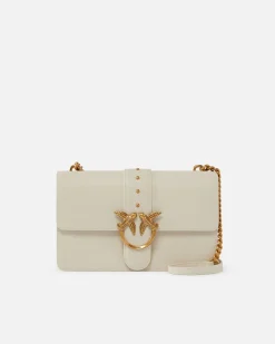 Sacs À Bandoulière|PINKO Classic Love Bag One Simply Blanc+Blanc-Or Antique