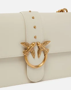 Sacs À Bandoulière|PINKO Classic Love Bag One Simply Blanc+Blanc-Or Antique