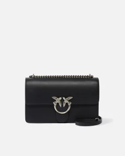 Sacs Portés Épaule|PINKO Classic Love Bag One Simply Noir-Vieil Argent
