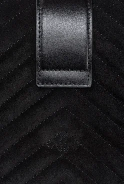 Sacs À Bandoulière|PINKO Classic Love Bag One Suede Noir-Vieil Or