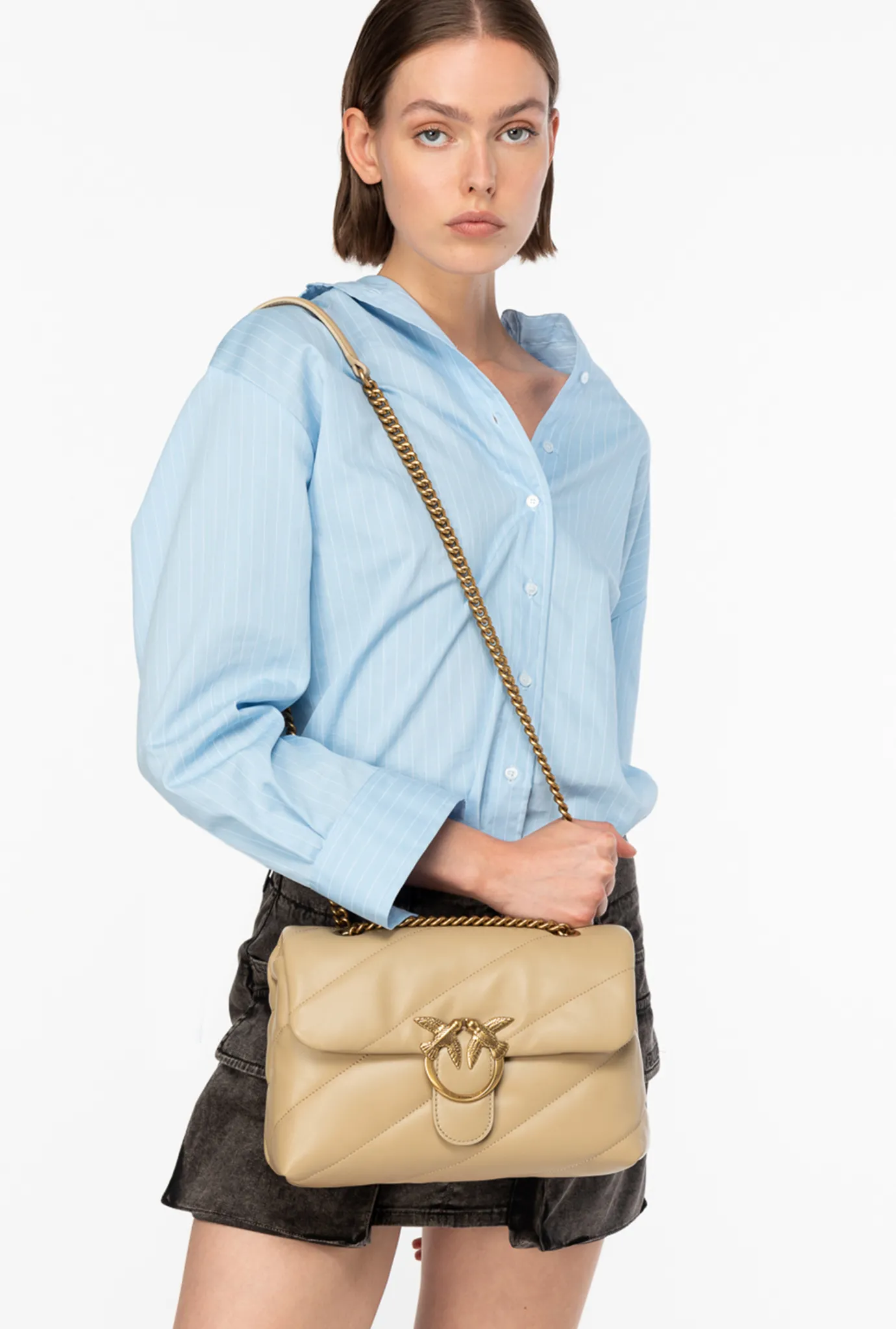 Sacs Portés Épaule|PINKO Classic Love Bag Puff Maxi Quilt Sable-Or Antique