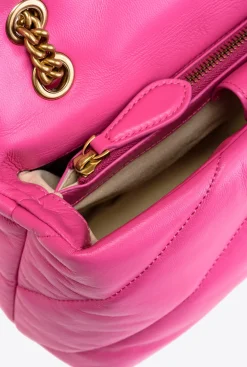 Sacs Portés Épaule|PINKO Classic Love Bag Puff Maxi Quilt Fuchsia-Or Antique
