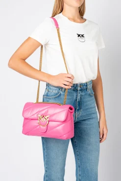 Sacs Portés Épaule|PINKO Classic Love Bag Puff Maxi Quilt Fuchsia-Or Antique