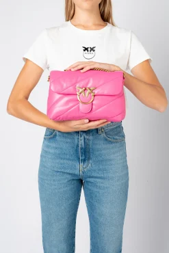 Sacs Portés Épaule|PINKO Classic Love Bag Puff Maxi Quilt Fuchsia-Or Antique