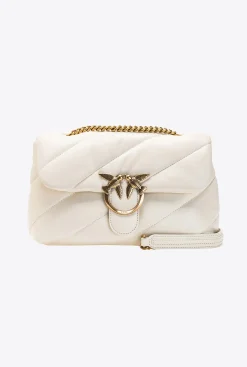 Sacs Portés Épaule|PINKO Classic Love Bag Puff Maxi Quilt Blanc+Blanc-Or Antique