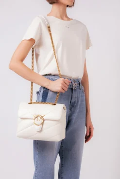 Sacs Portés Épaule|PINKO Classic Love Bag Puff Maxi Quilt Blanc+Blanc-Or Antique