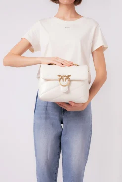 Sacs Portés Épaule|PINKO Classic Love Bag Puff Maxi Quilt Blanc+Blanc-Or Antique