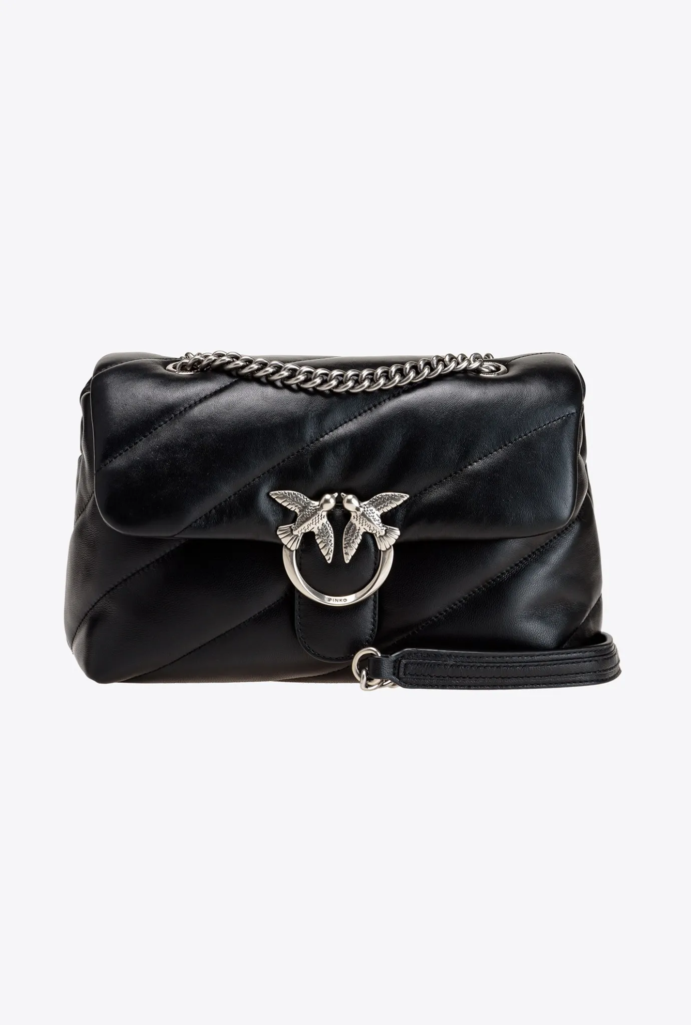 Sacs Portés Épaule|PINKO Classic Love Bag Puff Maxi Quilt Noir-Vieil Argent
