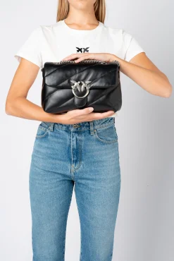 Sacs Portés Épaule|PINKO Classic Love Bag Puff Maxi Quilt Noir-Vieil Argent