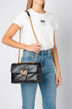 Sacs À Bandoulière|PINKO Classic Love Bag Puff Maxi Quilt Noir-Vieil Or