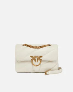 Sacs Portés Épaule|PINKO Classic Love Bag Puff Maxi Quilt Blanc+Blanc-Or Antique