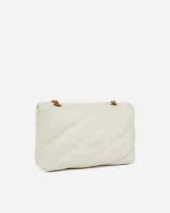 Sacs Portés Épaule|PINKO Classic Love Bag Puff Maxi Quilt Blanc+Blanc-Or Antique